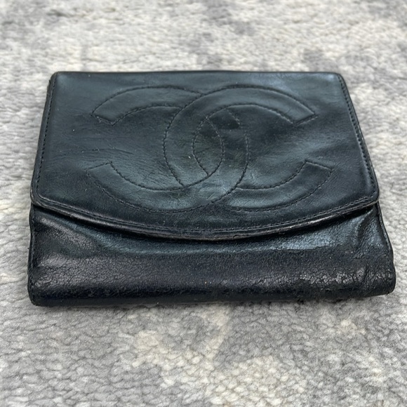 Chanel Caviar Skin Black Leather CC Bifold Compact Wallet Luxury Designer - Picture 3 of 17